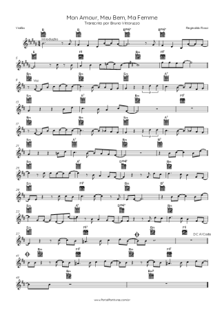 Reginaldo Rossi Mon Amour Meu Bem Ma Femme score for Acoustic Guitar