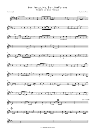 Reginaldo Rossi  score for Clarinet (C)