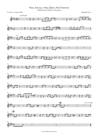 Deslizes - Fagner - Partitura para Saxofone Tenor Soprano (Bb)