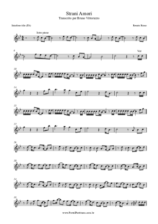Renato Russo Strani Amori score for Alto Saxophone