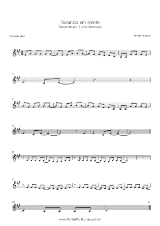 Renato Teixeira Tocando Em Frente score for Clarinet (Bb)