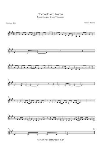 Renato Teixeira  score for Clarinet (Bb)