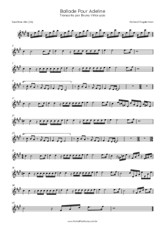 Richard Clayderman Ballade Pour Adeline score for Alto Saxophone