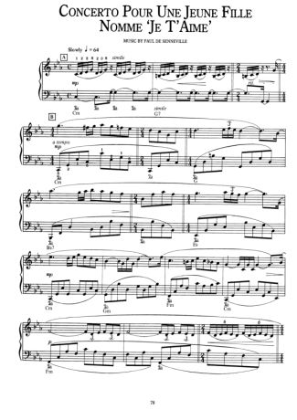 Richard Clayderman Concerto Pour Une Jeune Fille Nomme Je Taime score for Piano