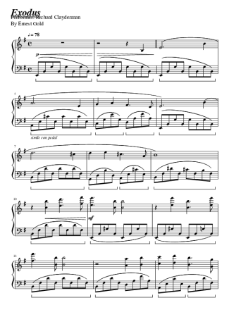 Richard Clayderman Exodus score for Piano