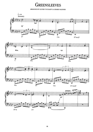 Richard Clayderman Greensleeves score for Piano