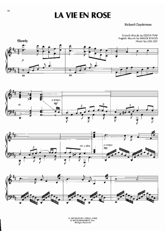 Richard Clayderman La Vie En Rose score for Piano