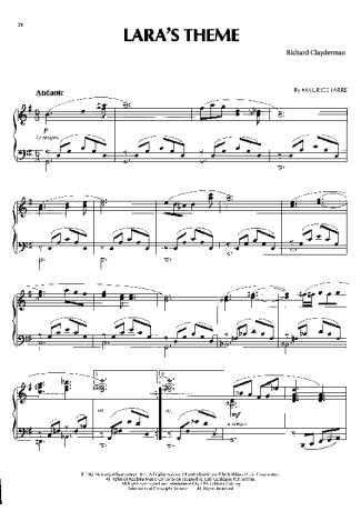 Richard Clayderman Laras Theme score for Piano