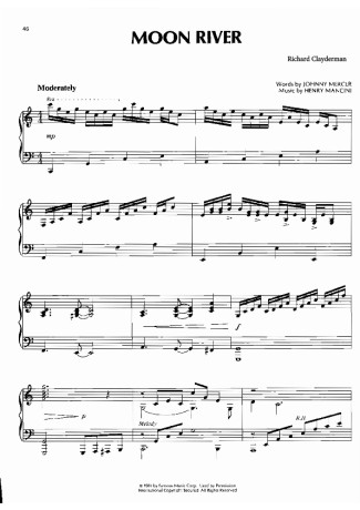 Richard Clayderman Moon River score for Piano