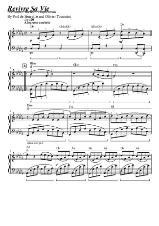 Richard Clayderman Revivre Sa Vie score for Piano