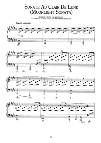Richard Clayderman Sonate Au Clair De Lune (Moonlight Sonata) score for Piano