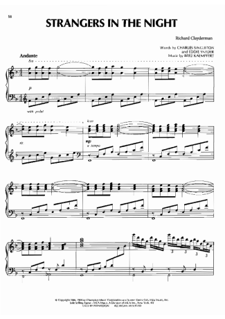Richard Clayderman Strangers In The Night score for Piano