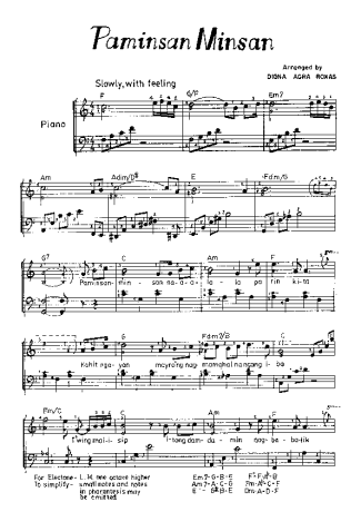 Richard Reynoso Paminsan Minsan score for Piano