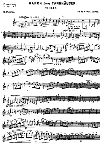 Richard Wagner March from Tannhauser score for Violin