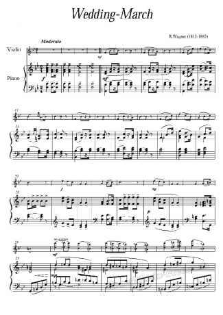 Richard Wagner Wedding March score for Piano
