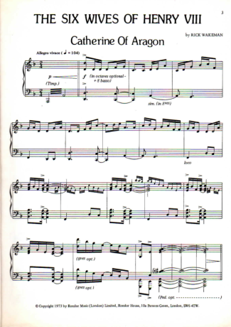 Rick Wakeman  score for Piano