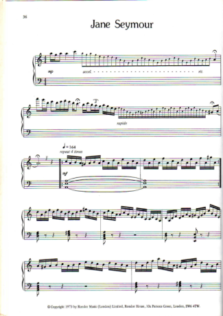 Rick Wakeman Jane Seymour score for Piano