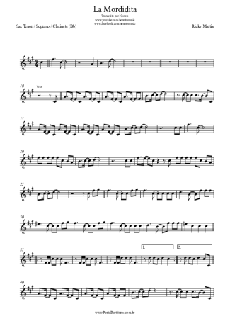 Ricky Martin La Mordidita score for Clarinet (Bb)