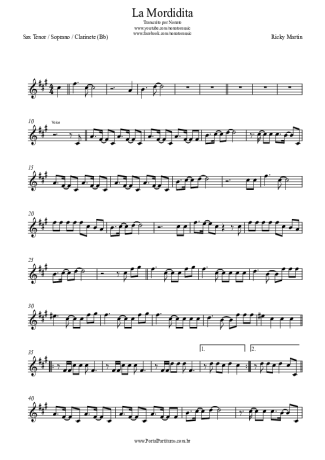 Ricky Martin La Mordidita score for Tenor Saxophone Soprano (Bb)