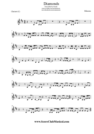 Rihanna  score for Clarinet (C)