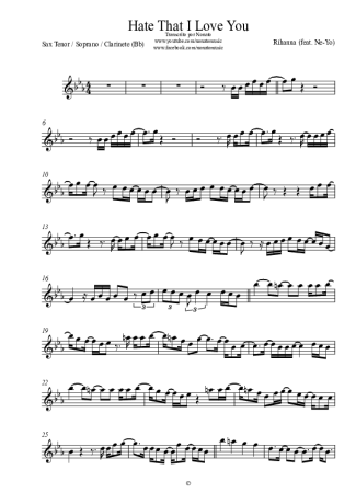 Rihanna Hate That I Love You score for Clarinet (Bb)