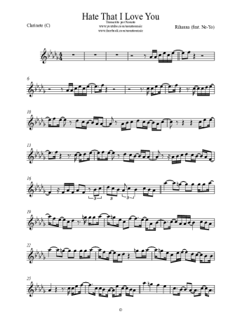 Rihanna Hate That I Love You score for Clarinet (C)