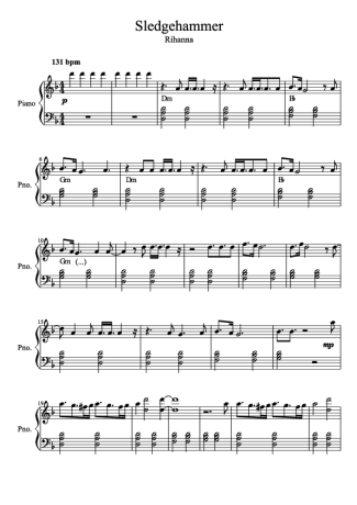 Rihanna Sledgehammer score for Piano