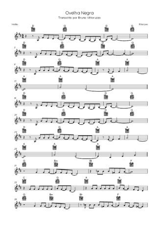 Rita Lee Ovelha Negra score for Acoustic Guitar