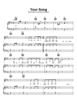 Rita Ora Your Song score for Piano