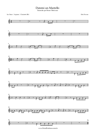 Rita Pavone  score for Clarinet (Bb)