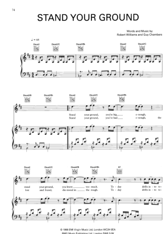 Robbie Williams Stand Your Ground score for Piano
