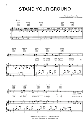 Robbie Williams Stand Your Ground score for Piano