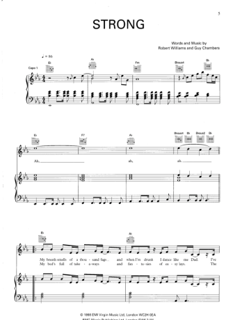 Robbie Williams  score for Piano