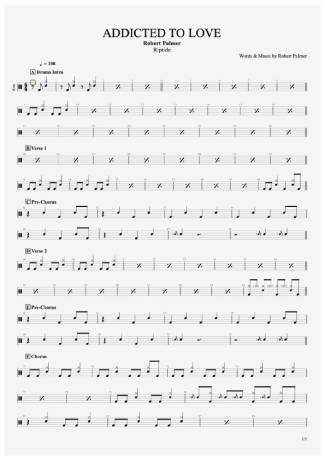 Robert Palmer Addicted To Love score for Drums