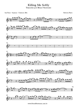 Roberta Flack Killing Me Softly score for Tenor Saxophone Soprano (Bb)