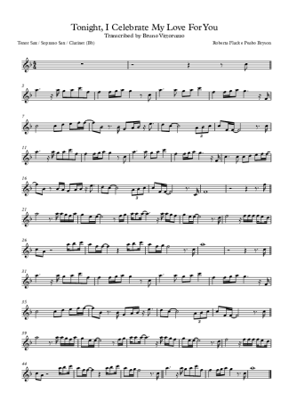 Roberta Flack and Peabo Bryson Tonight, I Celebrate My Love For You score for Tenor Saxophone Soprano (Bb)