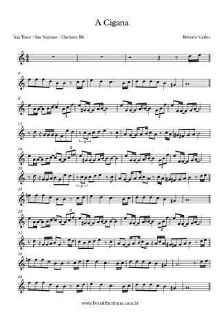 Roberto Carlos A Cigana score for Tenor Saxophone Soprano (Bb)