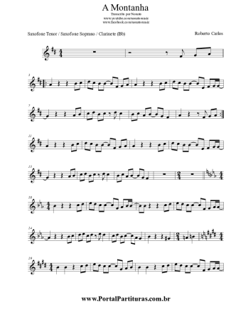 Roberto Carlos A Montanha score for Tenor Saxophone Soprano (Bb)
