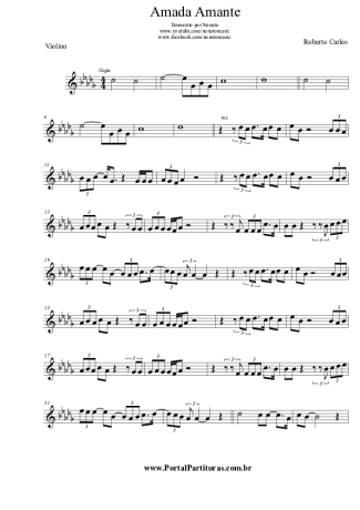 Roberto Carlos Amada Amante score for Violin