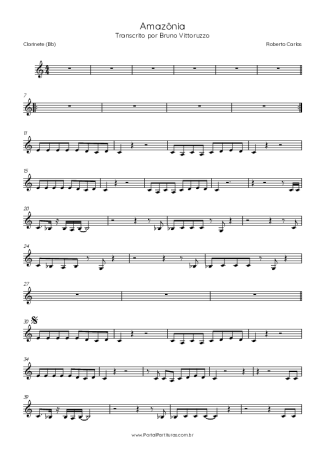 Roberto Carlos Amazônia score for Clarinet (Bb)