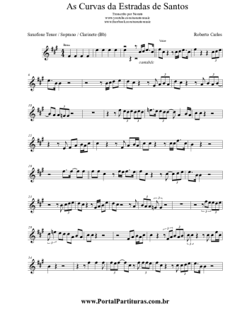 Roberto Carlos  score for Clarinet (Bb)