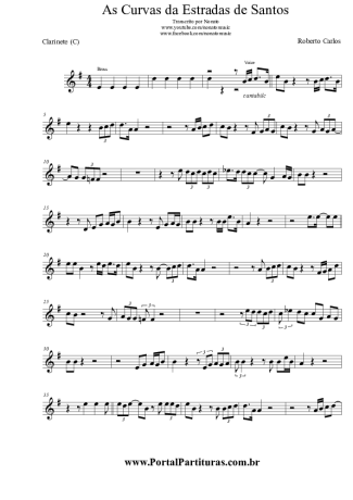 Roberto Carlos  score for Clarinet (C)