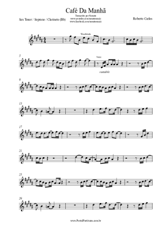 Roberto Carlos Café Da Manhã score for Clarinet (Bb)