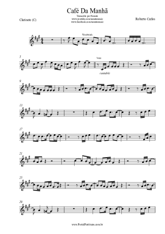 Roberto Carlos Café Da Manhã score for Clarinet (C)