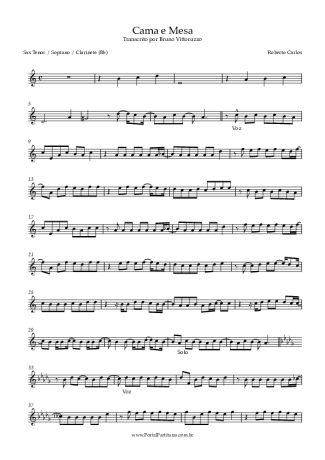 Roberto Carlos Cama E Mesa score for Tenor Saxophone Soprano (Bb)