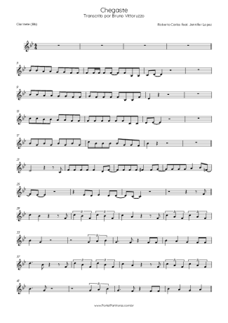 Roberto Carlos Chegaste (Feat. Jennifer Lopez) score for Clarinet (Bb)