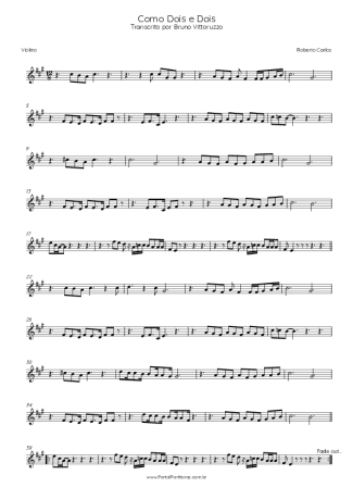 Roberto Carlos Como Dois E Dois score for Violin