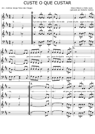 Roberto Carlos Custe o que Custar score for Voice and Choir