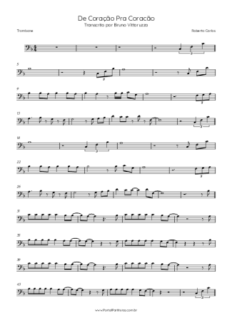 Roberto Carlos De Coração Pra Coração score for Trombone