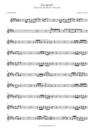 Roberto Carlos  score for Clarinet (Bb)